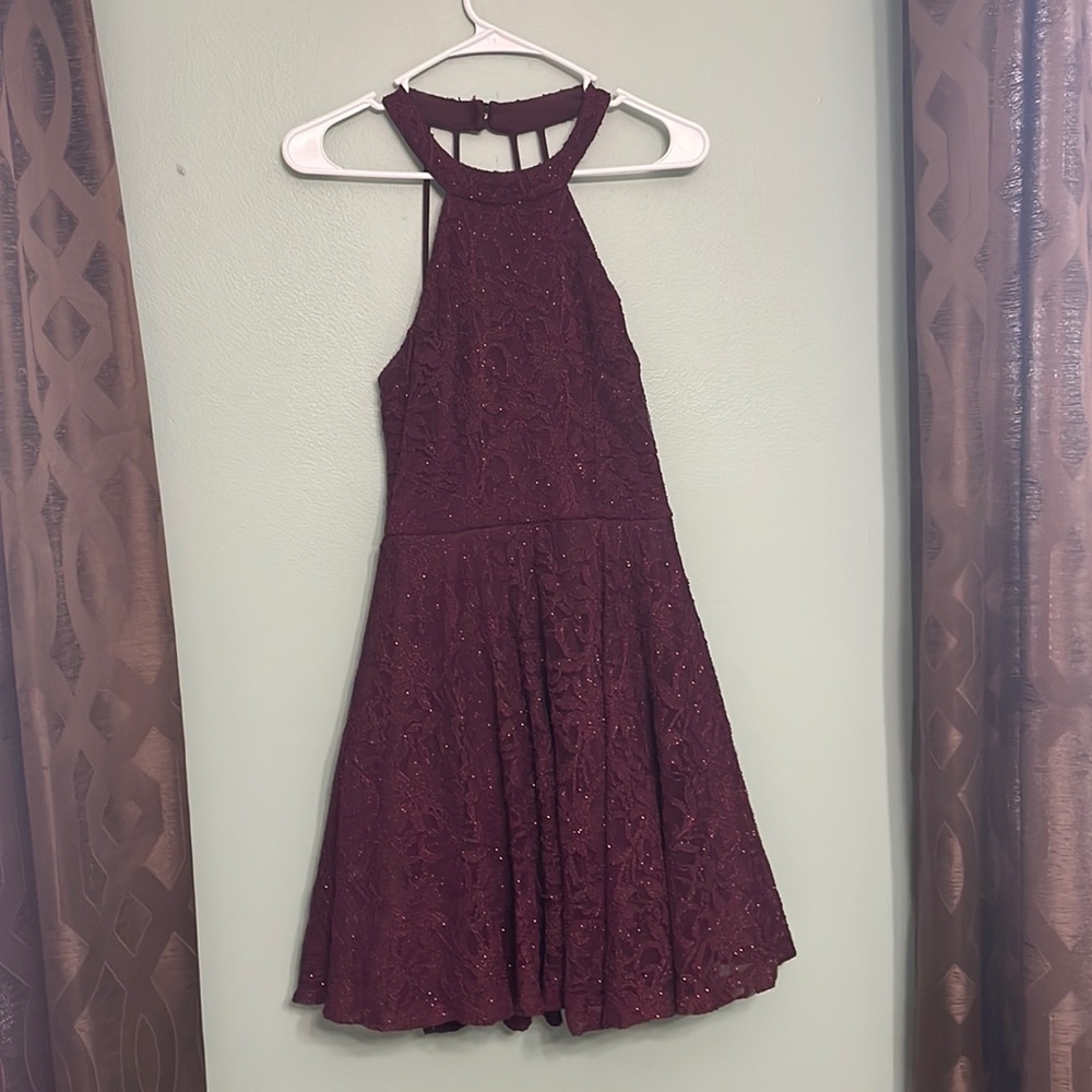 Maroon Sparkly Knee-Length Dress, B Smart